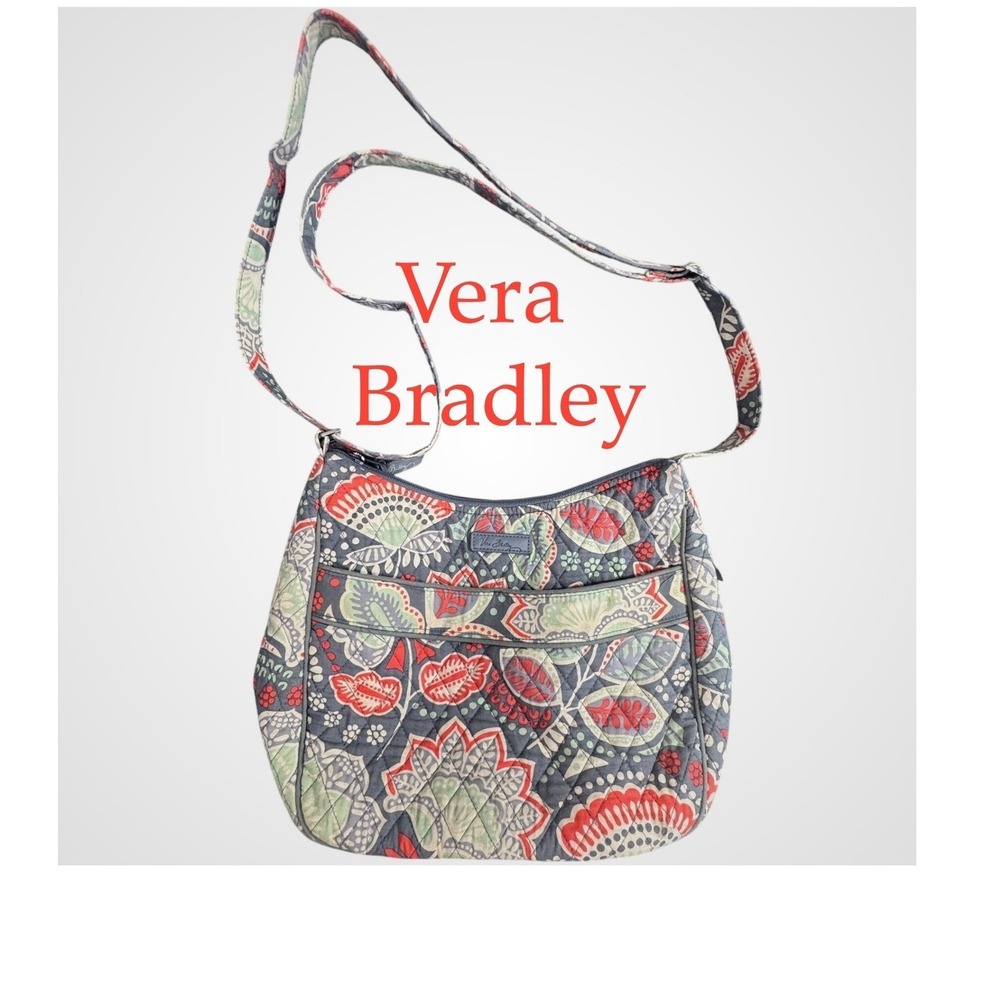 Vera Bradley Quilted Cotton Floral Paisley Crossbody Bag Blue Red Sage Green